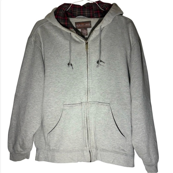 Moose Creek Gray Men’s Hooded Zip-Up Jacket SZ L - Picture 1 of 9